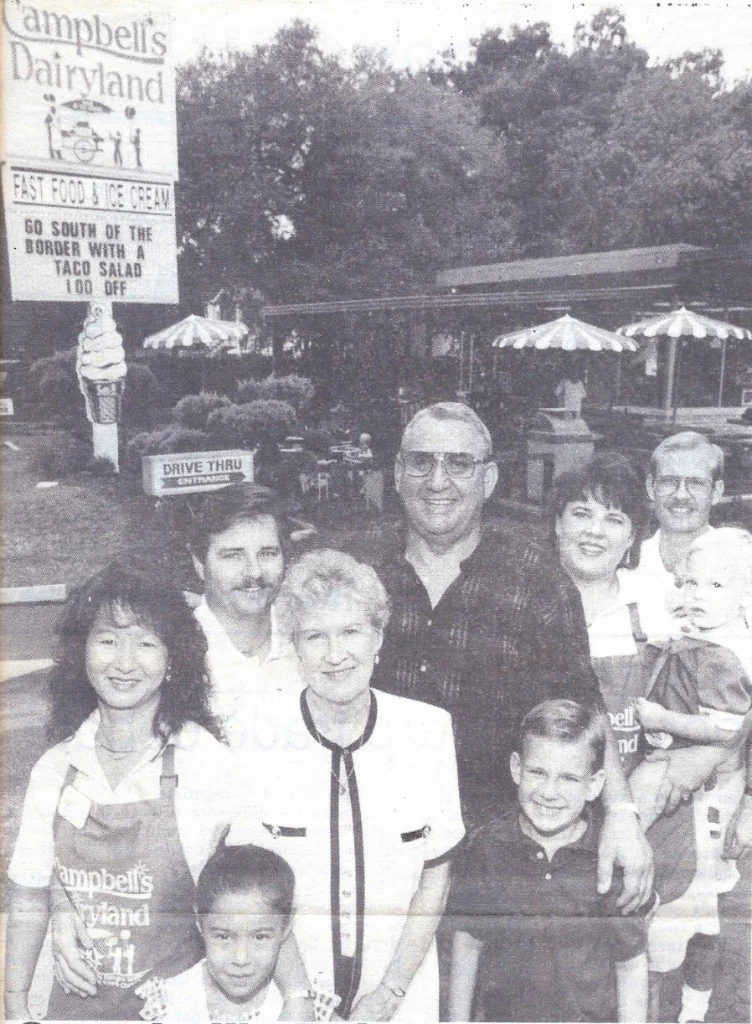Historic Campbell family photograph outside Campbell’s Dairyland in Brandon.